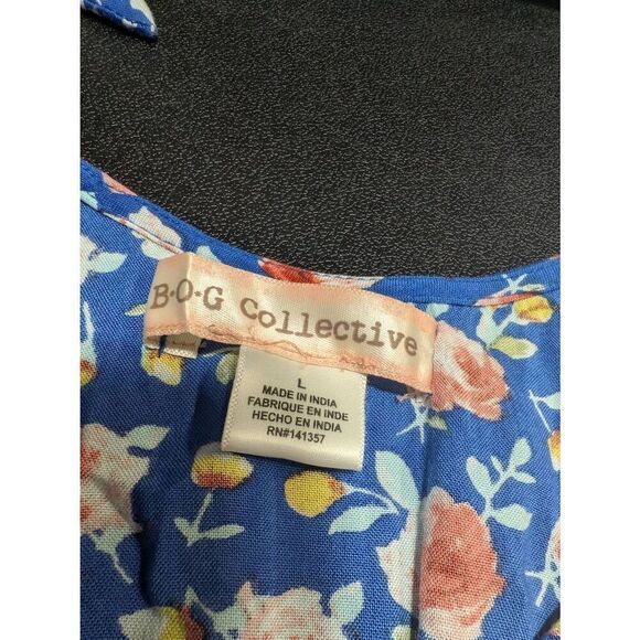 BOG Collective Mini Dress Bold Floral Print Lace Detail Adjustable Straps  Women - Picture 2 of 5